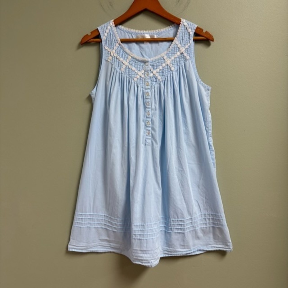 Eileen West Womens Cotton Ballet Nightgown Blue Lace Trim Cottagecore S Prairie - Picture 1 of 9